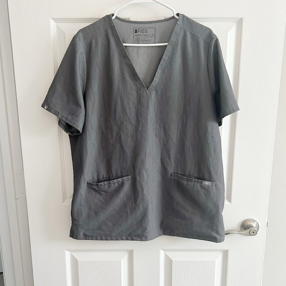 Figs Technical Charcoal Grey V-Neck Scrub Top Size XL